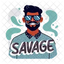 Savage Typography Lettering Icon