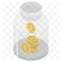 Saving Coins Collection Coins In Jar Icon