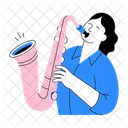 Saxophone Player Instrumentalist Musician Icon