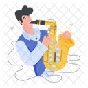Saxophonist Jazz Musician Playing Saxophone Icon