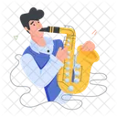 Saxophonist Jazz Musician Playing Saxophone アイコン