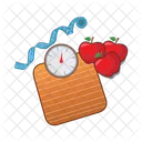Scales weight, apple with meters  Icon