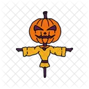 Scarecrow Colored Outline Halloween Rural Icon