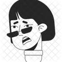 Scared asian woman in sunglasses  Icon