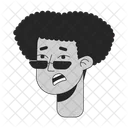 Scared young man with afro curls  Icono