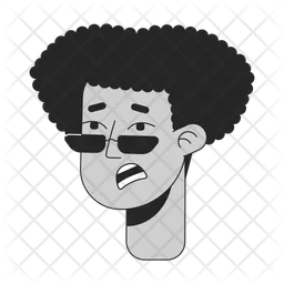 Scared young man with afro curls  Icon