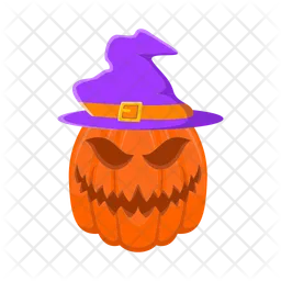 Scary pumpkin wearing a spooky hat  Icon