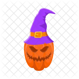 Scary pumpkin wearing a spooky hat  Icon