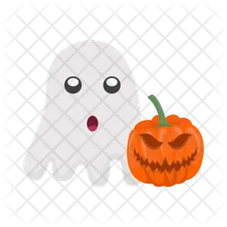 Scary pumpkin with ghost  Icon