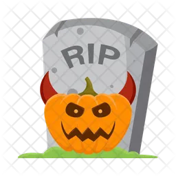 Scary pumpkins in the graveyard  Icon