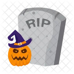 Scary pumpkins in the graveyard  Icon