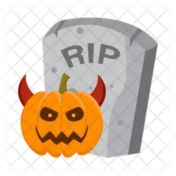 Scary pumpkins in the graveyard  Icon