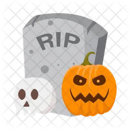 Scary pumpkins in the graveyard  Icon