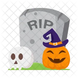 Scary pumpkins in the graveyard  Icon