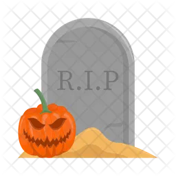 Scary pumpkins in the graveyard  Icon