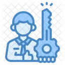 Schlusselperson Geschaftsmann Schlussel Symbol