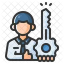 Schlusselperson Geschaftsmann Schlussel Symbol