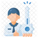 Schlusselperson Geschaftsmann Schlussel Symbol