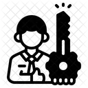 Schlusselperson Geschaftsmann Schlussel Symbol