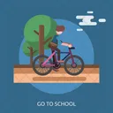 学校、お出かけ、自転車 アイコン