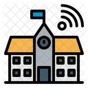School Building Internet Of Things Icon