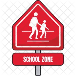 School Zone Sign  Icon