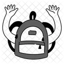 Black Monochrome Backpack Illustration Schoolbag Book Bag Symbol