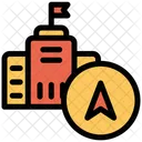 Schulwegweiser Schulstandort Navigationszeiger Symbol