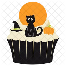 Schwarze Katze Halloween-Cupcakes  Symbol