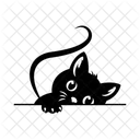 Schwarze Katze Gucken Spahen Symbol