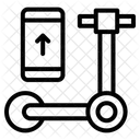 Scooter y flecha en la pantalla del teléfono móvil  Icono