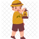 Scout Boy Holding Oil Lamp  Icon