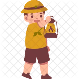 Scout Boy Holding Oil Lamp  Icon