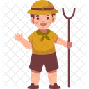 Scout Boy Holding Wooden Stick  Icon