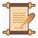 Scroll And Feather Scroll Document Letter Icon