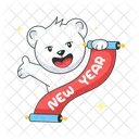 Scroll Banner Bear Banner New Year Icon
