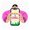 Scrolling Using Mobile Social Media Icon