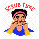 Scrub Time Exfoliate Cleanse Icon