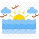 Sea Dusk Ocean Icon