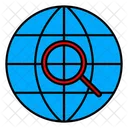 Magnifying Glass And Globe Symbol Icon