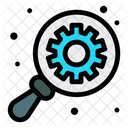 Find Gear Magnifying Glass Icon