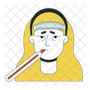 Seasonal flu woman temperature assessment  Icon