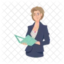 Secretary Working Office File Office Girl Icône