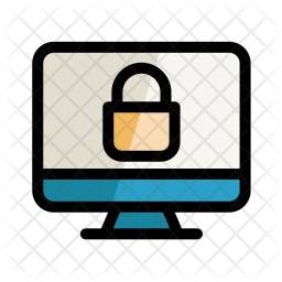 Secure Laptop Icon - Download In Colored Outline Style