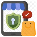 Secure Mobile Shopping Eshopping Ecommerce Icon