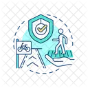 Peaton Bicicleta Seguridad Icono