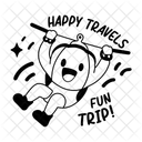 Seilrutsche Schaukeln Glucklich Symbol