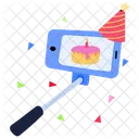 Birthday Selfie Selfie Stick Mobile Stick Icon