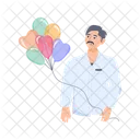 Selling Balloons Balloons Vendor Man Selling Icon