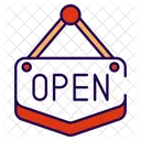 Cartel Abierto Abierto Tablero Abierto Icono